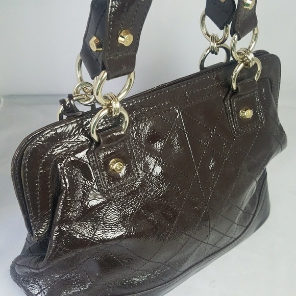 Elliott Lucca brown quilted patent leather satchel - Picture 6 of 11